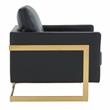Maklaine Leather Accent Arm Chair With Gold Frame in Black Finish