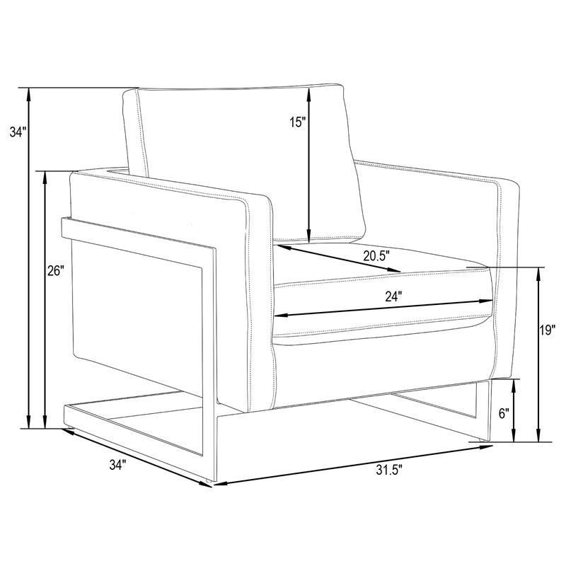 Maklaine Leather Accent Arm Chair With Gold Frame in Black Finish