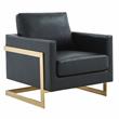 Maklaine Leather Accent Arm Chair With Gold Frame in Black Finish