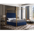 Maklaine Contemporary designed Navy Finished Velvet King Bed