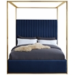 Maklaine Contemporary designed Navy Finished Velvet King Bed