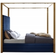 Maklaine Contemporary designed Navy Finished Velvet King Bed