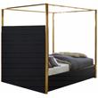 Maklaine Contemporary designed Black Finished Velvet King Bed