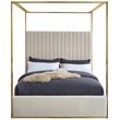 Maklaine Contemporary designed Cream Finished Velvet King Bed
