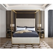 Maklaine Contemporary designed Cream Finished Velvet King Bed