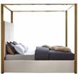 Maklaine Contemporary designed Cream Finished Velvet King Bed