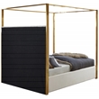 Maklaine Contemporary designed Cream Finished Velvet King Bed
