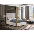 Maklaine Contemporary designed Cream Finished Velvet King Bed