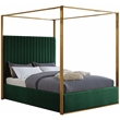 Maklaine Contemporary designed Green Finished Velvet King Bed
