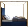 Maklaine Contemporary designed Navy Finished Velvet Queen Bed
