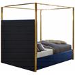 Maklaine Contemporary designed Navy Finished Velvet Queen Bed