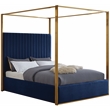 Maklaine Contemporary designed Navy Finished Velvet Queen Bed