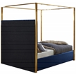 Maklaine Contemporary designed Navy Finished Velvet Queen Bed