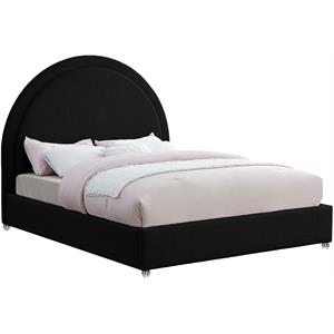 Maklaine Contemporary designed Black Finished Fabric King Bed