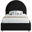 Maklaine Contemporary designed Black Finished Fabric Twin Bed