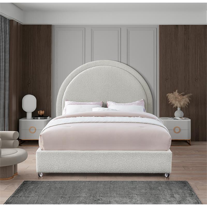 Maklaine Contemporary designed Cream Finished Fabric Full Bed