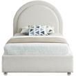 Maklaine Contemporary designed Cream Finished Fabric Twin Bed