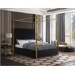 Maklaine Contemporary designed Black Finished Velvet Queen Bed