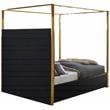 Maklaine Contemporary designed Black Finished Velvet Queen Bed
