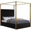 Maklaine Contemporary designed Black Finished Velvet Queen Bed
