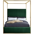 Maklaine Contemporary Velvet Deep Channel Tufted Queen Bed in Green