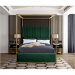 Maklaine Contemporary Velvet Deep Channel Tufted Queen Bed in Green