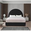 Maklaine Contemporary designed Black Finished Fabric Queen Bed