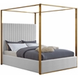 Maklaine Faux Leather White Queen Bed Rectangular Deep Channel Tufting 78.5