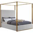Maklaine Faux Leather White Queen Bed Rectangular Deep Channel Tufting 78.5