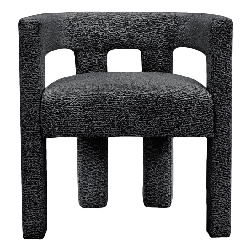 Maklaine Wool Fabric Dark Gray Accent Chair Rounded Back 25