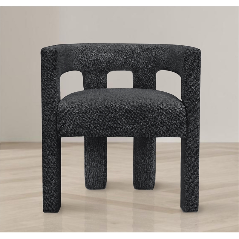 Maklaine Wool Fabric Dark Gray Accent Chair Rounded Back 25