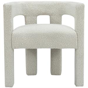 Maklaine Fabric Cream Accent Dining Chair Rounded Back