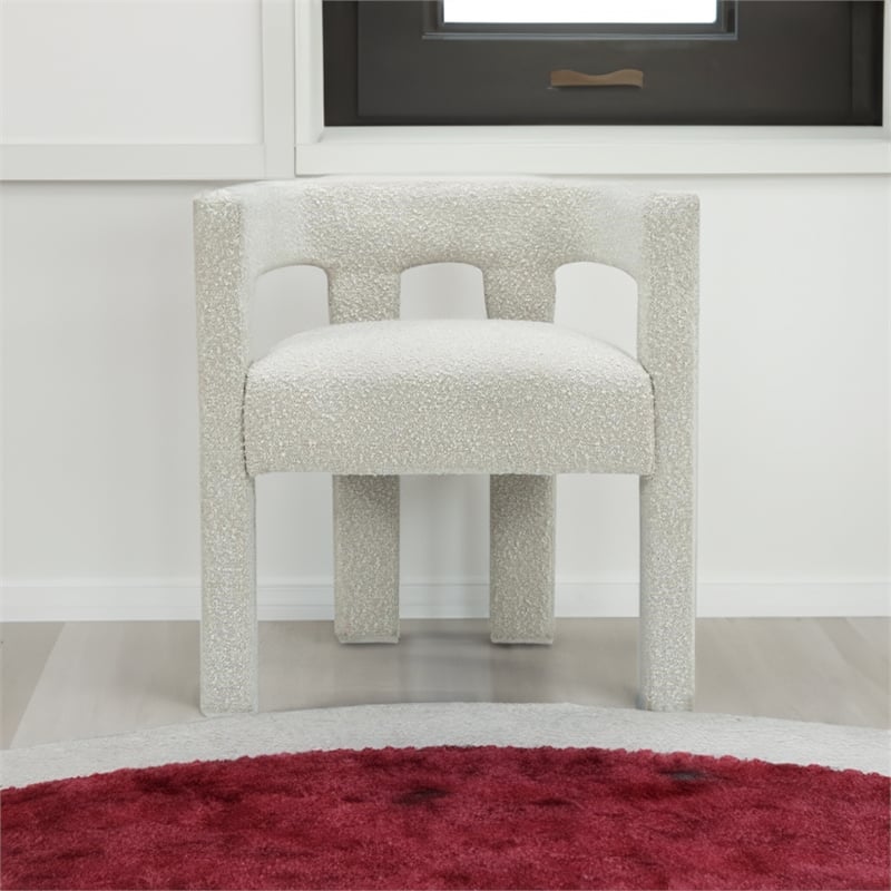 Maklaine Contemporary Boucle Accent Dining Chair in Rich Cream