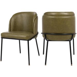 Maklaine Contemporary Olive Faux Leather Dining Chair (Set of 2)