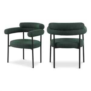 Maklaine Contemporary Fabric Dining Chair in Green (Set of 2)