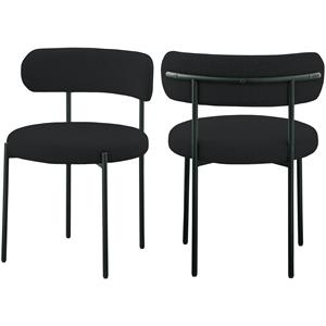 Maklaine Contemporary Black Finished Fabric Dining Chair