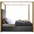 Maklaine Contemporary designed Gray Finished Velvet Queen Bed