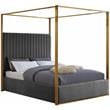 Maklaine Contemporary designed Gray Finished Velvet Queen Bed