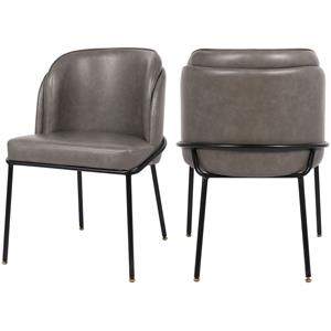 Maklaine Contemporary Gray Faux Leather Dining Chair (Set of 2)