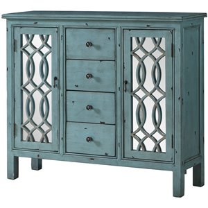maklaine traditional modern wooden accent cabinet in blue finish