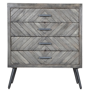 maklaine patterned wood 4 drawer accent dresser chest in gray