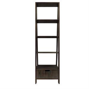 maklaine 4 shelf wooden ladder bookcase with bottom drawer in distressed brown