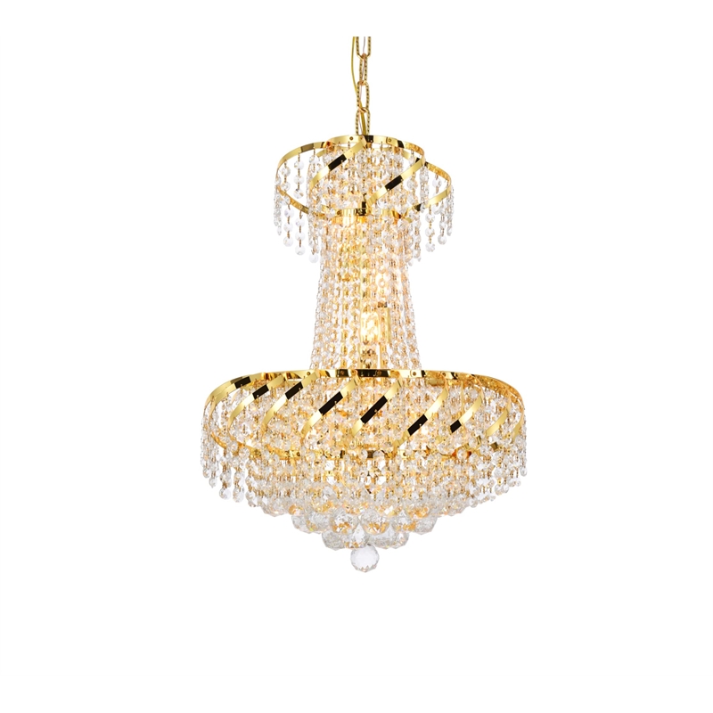 Maklaine 6 Light Royal Cut Crystal Steel Chandelier in Gold Finish