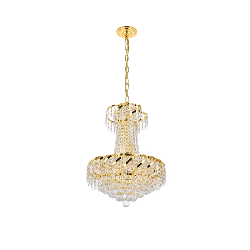 Maklaine 6 Light Royal Cut Crystal Steel Chandelier in Gold Finish