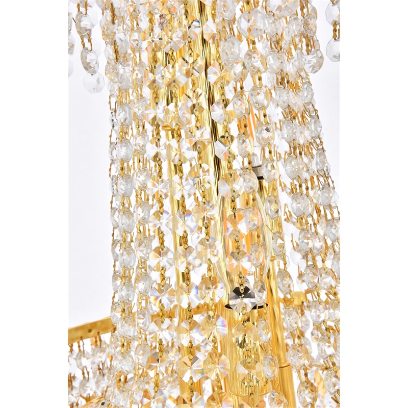 Maklaine 6 Light Royal Cut Crystal Steel Chandelier in Gold Finish