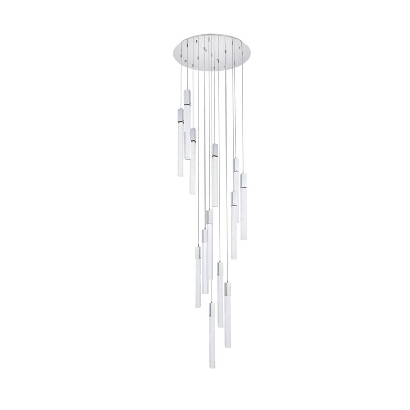 Maklaine 13-Lights Modern Metal and Crystal Pendant in Chrome