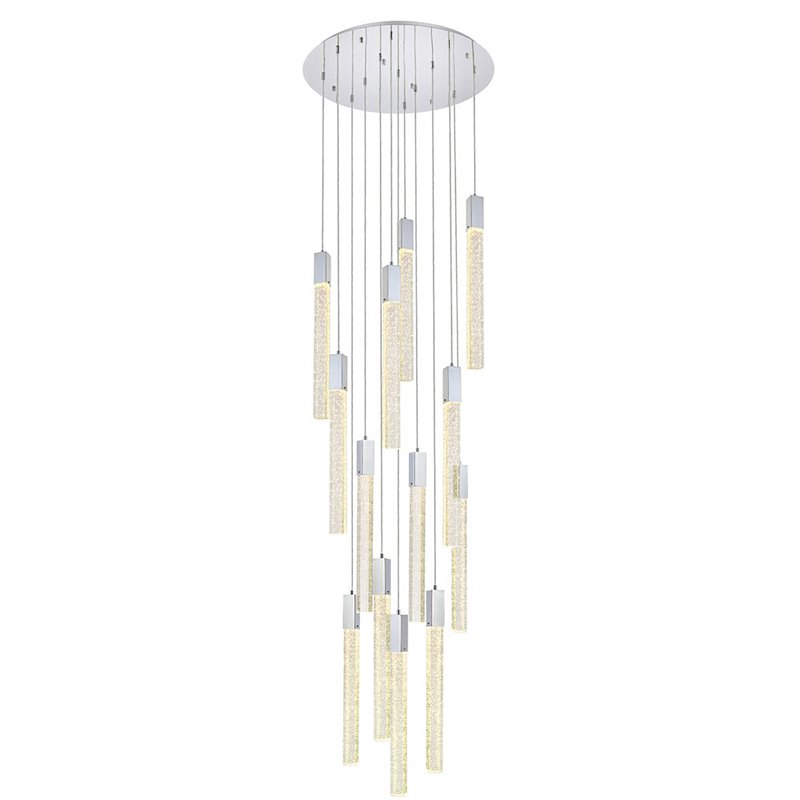 Maklaine 13-Lights Modern Metal and Crystal Pendant in Chrome