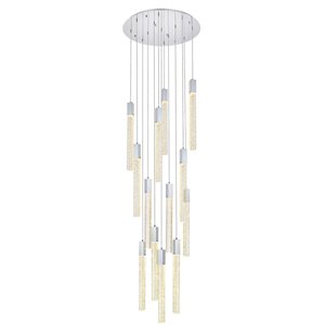 Maklaine 13-Lights Modern Metal and Crystal Pendant in Chrome