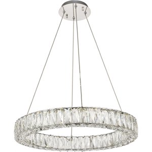 Maklaine 31.1&quot Round Royal Cut Crystal LED Chandelier in Chrome