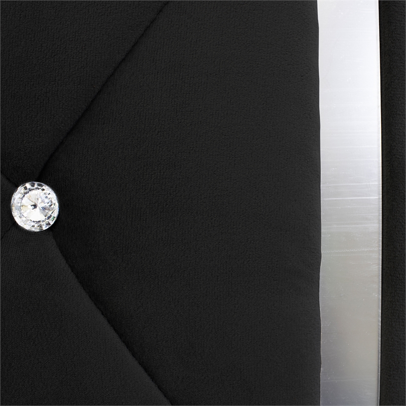 Maklaine Velvet Upholstered King Platform Bed in Black Finish